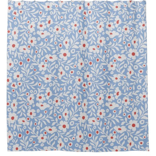 Woodblock bloemenpatroon douchegordijn (Voorkant)