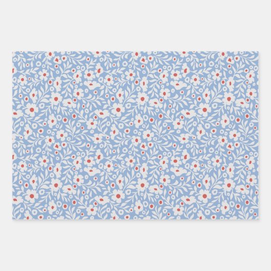 Woodblock bloemenpatroon inpakpapier vel (Voorkant 3)