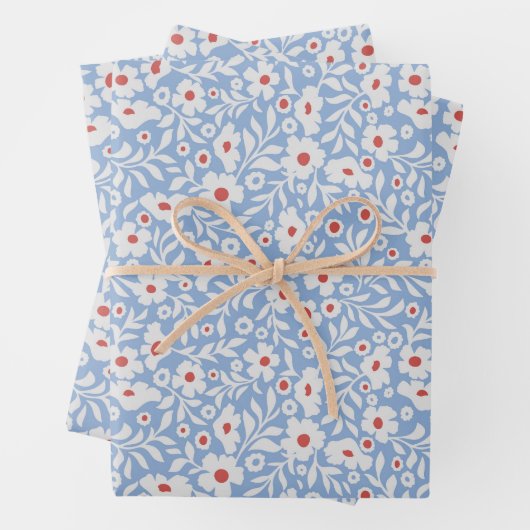 Woodblock bloemenpatroon inpakpapier vel (In situ)