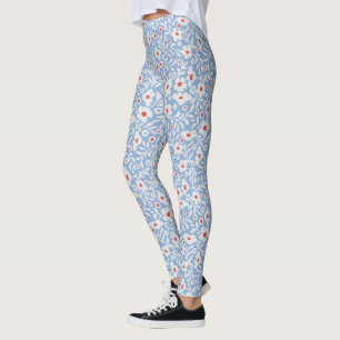 Woodblock bloemenpatroon leggings