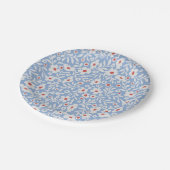 Woodblock bloemenpatroon papieren bordje (Gekanteld)
