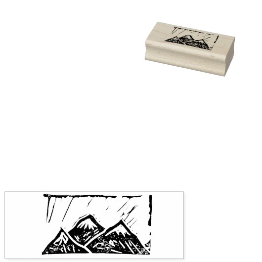 Woodblock Mountain Stamp Rubberstempel (Gestempeld)