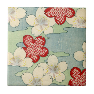 Woodblock Print of Dogwood Blossom Tegeltje