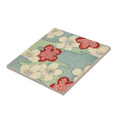 Woodblock Print of Dogwood Blossom Tegeltje (Zijkant)