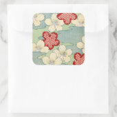Woodblock Print of Dogwood Blossom Vierkante Sticker (Tas)