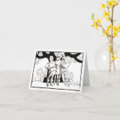  Woodblock-stijl Deco middeleeuwse Carolers Kaart (Gele Bloem)