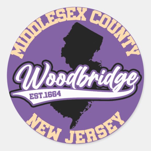 Woodbridge, New Jersey Ronde Sticker (Voorkant)