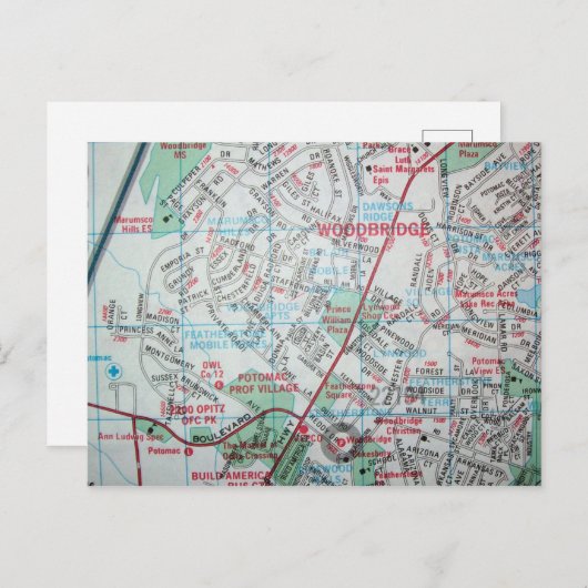 Woodbridge, VA kaart (Voorkant / Achterkant)