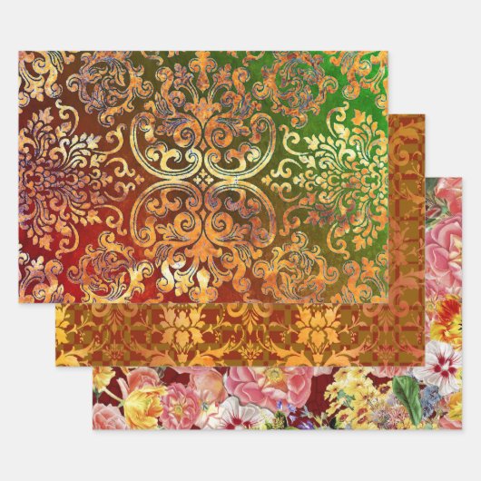 Woodbury Damask en Flower Festival Inpakpapier Vel (Set)