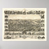 Woodbury, NJ Panoramic Map - 1886 Poster (Voorkant)