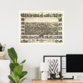 Woodbury, NJ Panoramic Map - 1886 Poster (Thuiskantoor)