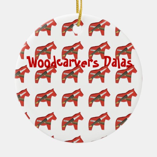 Woodcarvers Dala Horse Ornament (Voorkant)