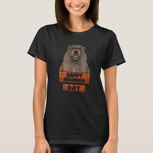 Woodchuck Happy Groundhog Day T-shirt (Voorkant)