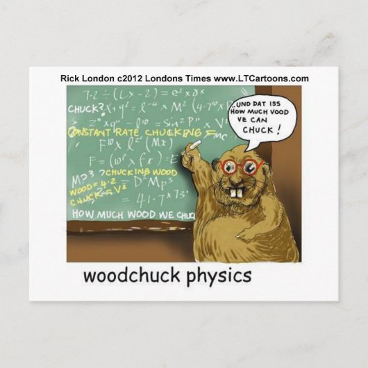 Woodchuck Physics Funny T - shirts Mokken Gifts, e Briefkaart (Voorkant)