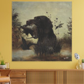 Woodcock Hunting met German Wirehaered Pointer Canvas Afdruk (Insitu (Woonkamer))