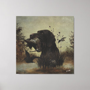 Woodcock Hunting met German Wirehaered Pointer Canvas Afdruk