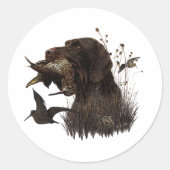 Woodcock Hunting met German Wirehaered Pointer Ronde Sticker (Voorkant)