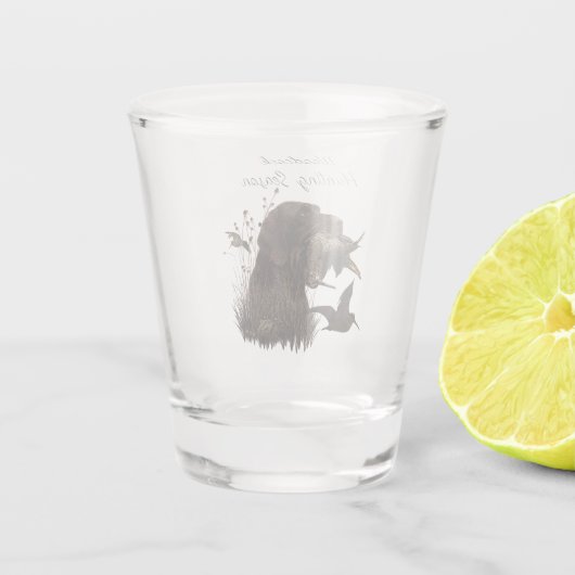 Woodcock Hunting met German Wirehaered Pointer Shot Glas (Achterkant)