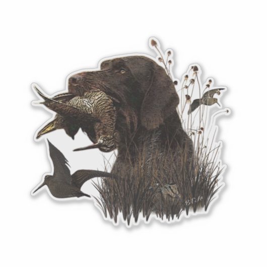 Woodcock Hunting met German Wirehaered Pointer Sticker (Voorkant)