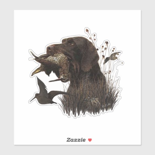 Woodcock Hunting met German Wirehaered Pointer Sticker (Vel)