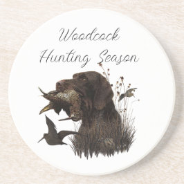 Woodcock Hunting met German Wirehaered Pointer Zandsteen Onderzetter