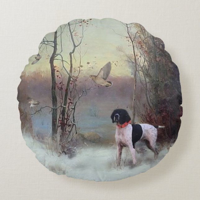 Woodcock Hunting met SAP Rond Kussen (Voorkant)
