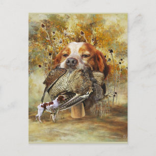 Woodcock jacht met Brittany Spaniel Briefkaart