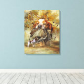 Woodcock jacht met Brittany Spaniel Canvas Afdruk (Insitu (Houten vloer))