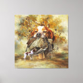Woodcock jacht met Brittany Spaniel Canvas Afdruk (Voorkant)