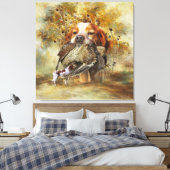 Woodcock jacht met Brittany Spaniel Canvas Afdruk (Insitu (Slaapkamer))
