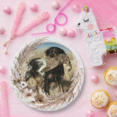 Woodcock jacht met Brittany Spaniel Papieren Bordje (Feest)