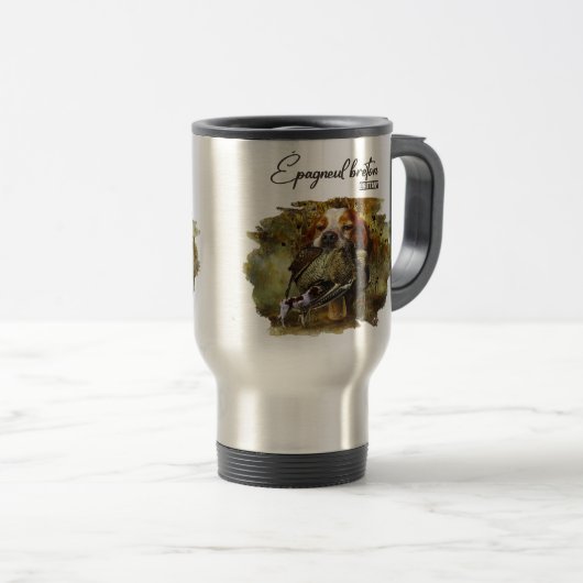 Woodcock jacht met Brittany Spaniel Reisbeker (Voorkant rechts)