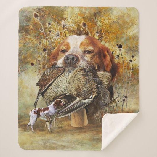 Woodcock jacht met Brittany Spaniel Sherpa Deken (Voorkant)