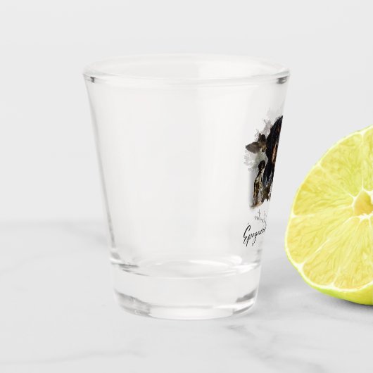 Woodcock jacht met Brittany Spaniel Shot Glas (Links)