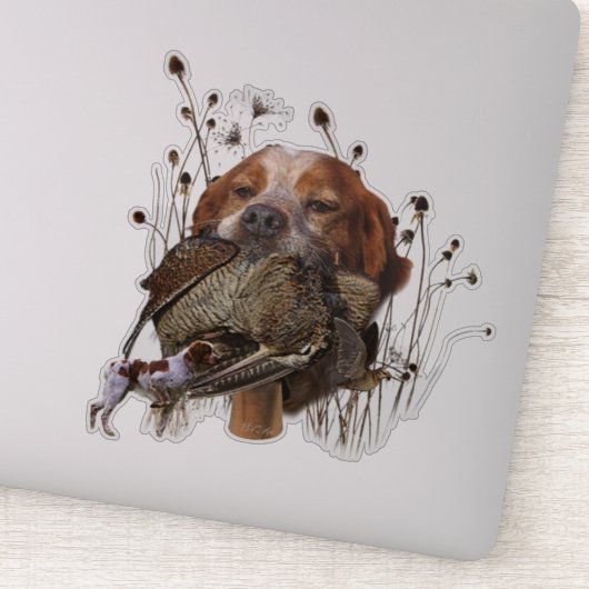 Woodcock jacht met Brittany Spaniel Sticker (Detail)