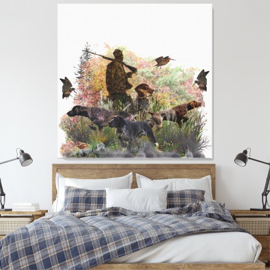 Woodcock jacht met Duitse Shorthaired Pointer T Canvas Afdruk (Insitu (Slaapkamer))
