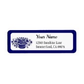  Woodcut Blue Floral Editable Address Label (Voorkant)