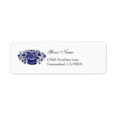 Woodcut Blue Flowers Custom Label (Voorkant)