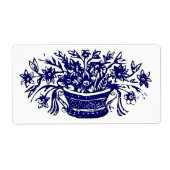  Woodcut Blue Flowers Label (Voorkant)