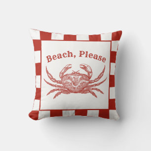 Woodcut Crab, Beach, alsjeblieft, pun Kussen