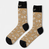 Woodcut Mushrooms Pattern Socks Sokken (Links)