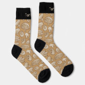 Woodcut Mushrooms Pattern Socks Sokken (Rechts)