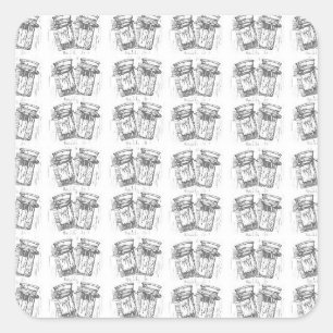 Woodcut Pill Bottles Pattern Sticker