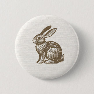 Woodcut Rabbit Button