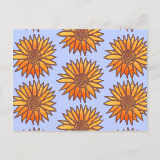 Woodcut Sunflower Pattern Briefkaart