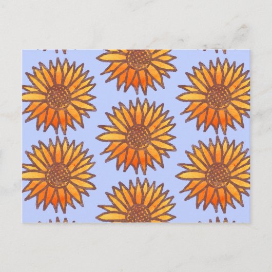 Woodcut Sunflower Pattern Briefkaart (Voorkant)