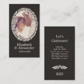 Woodcut Wreath Party Ticket - Black (Voorkant / Achterkant)