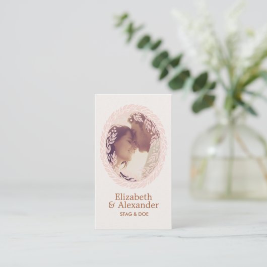 Woodcut Wreath Party Ticket - Ivory (Staand voorkant)