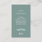 Woodcut Wreath Party Ticket - Mint (Achterkant)