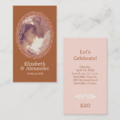 Woodcut Wreath Party Ticket - Rust (Voorkant / Achterkant)